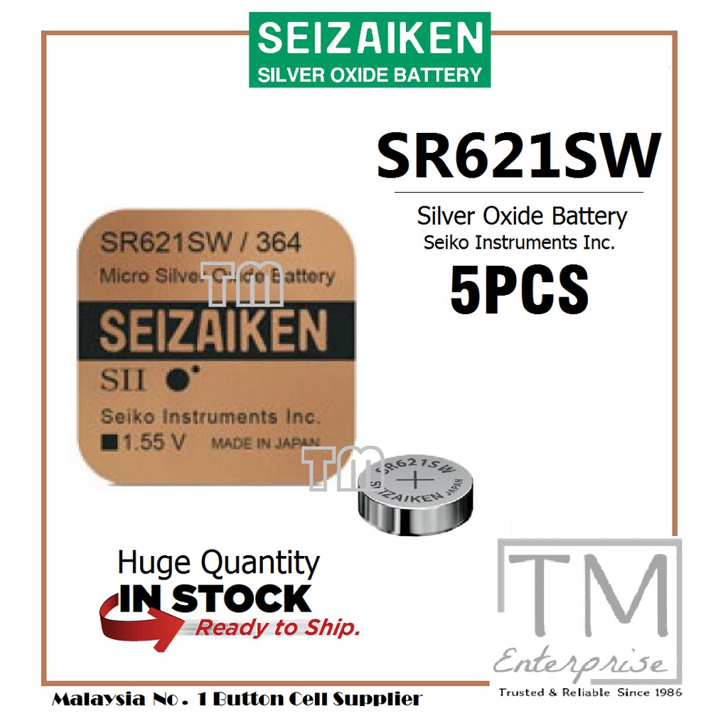 1x Seizaiken Seiko Uhr Batterie 364-SR621SW Silver Oxide Made in Japan 1,55V 