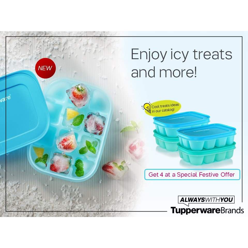 🔥Ready Stock 🔥Tupperware  Chill Freez Ice Tray Set (Blur or Green Color) - 160ml(1)