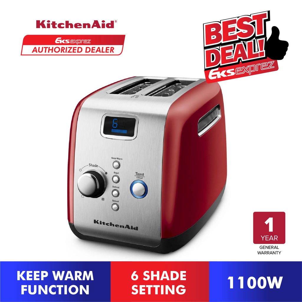 KitchenAid 2-Slice Toaster 5KMT223GER (Empire Red) with One-Touch Lift/Lower and Digital Display