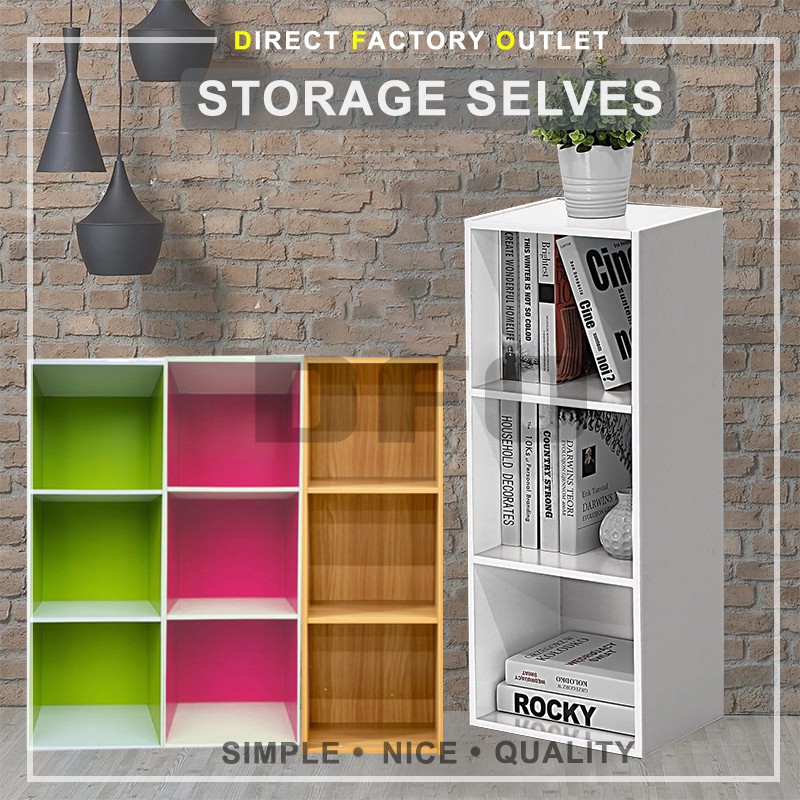 DFO 3 Tiers Wooden Rack Storage Organiser Bookshelf Book Shelf