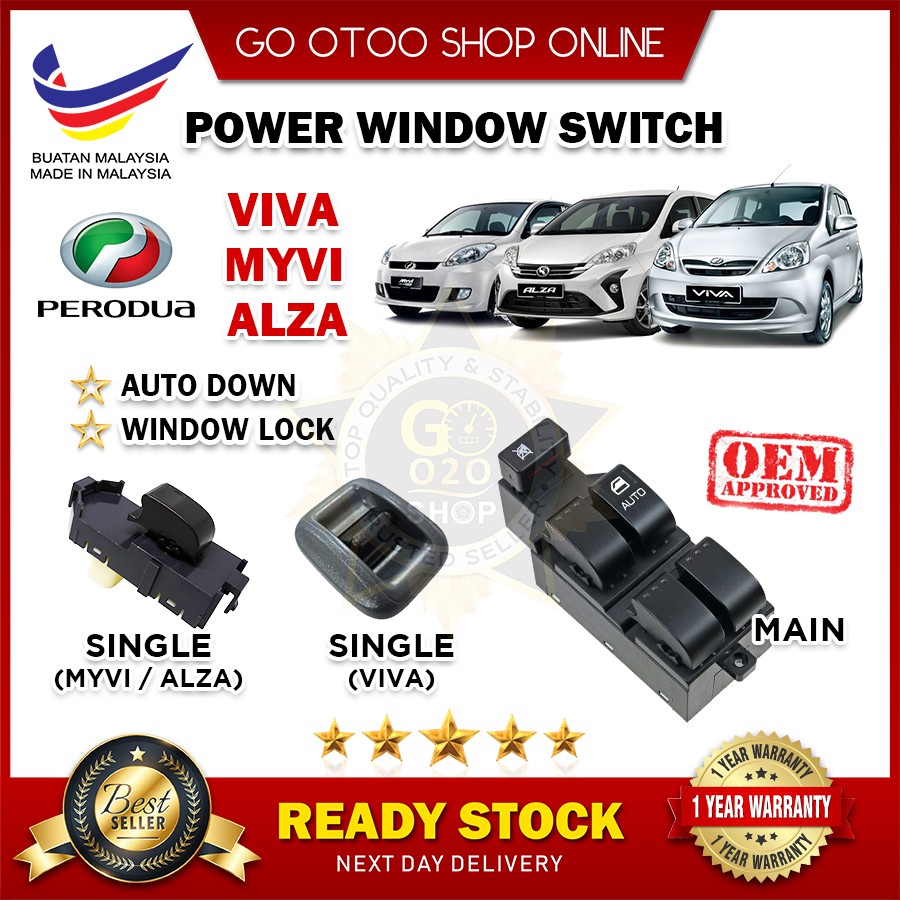 OEM Auto Down Perodua Main/Single Power Window Switch 100% 