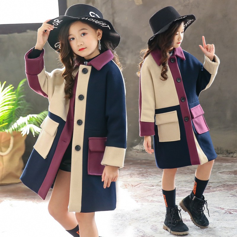 Kids Baby Girls Autumn Winter Outwear Wool Coat 2019 Popular Wind Breaker Warm Solid Button Cloak Jacket 