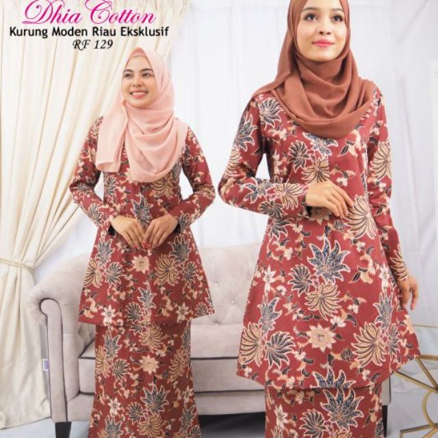 Rf Kurung Moden Riau Cotton Bf Friendly Loose Cutting Kain Duyung Shopee Malaysia