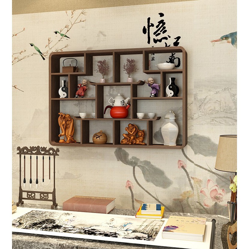 Solid Wood Antique Wall Mounted Shelves Diy Wooden Hanging Floating Rack Ee Malaysia - Diy Wooden Rack Mount