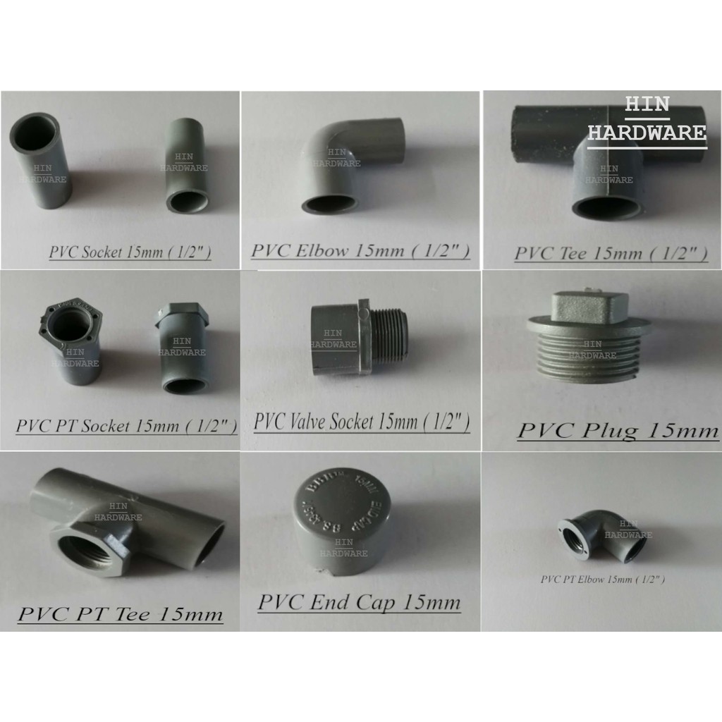 Hin 15mm Pvc Pipe Fitting Paip Plastik Penyambung Shopee Malaysia