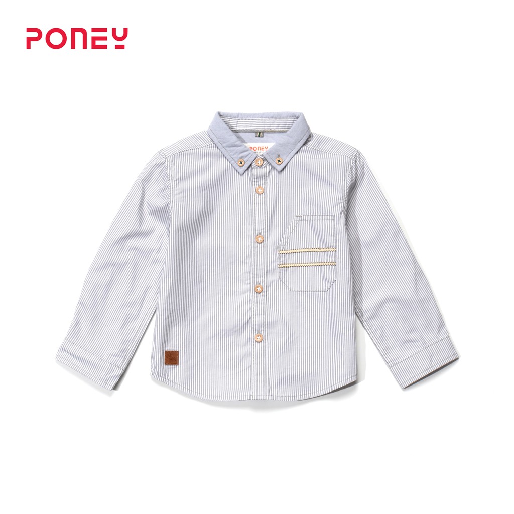 Poney Ryan Yam Dyed Striped Grey Long Sleeve Shirt