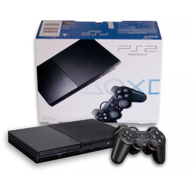 playstation 2 with 2 controllers