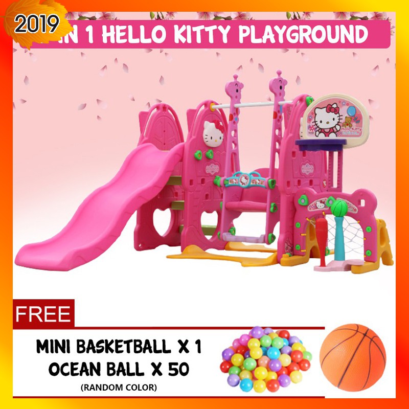 BEIQITONG Outdoor / Indoor Hello Kitty Mini Playground 5 in1 Children