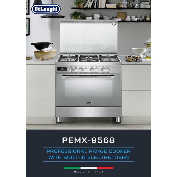 (FREE GAS REGULATOR & FREE BLENDER B-550) DeLonghi Collezione Cucine Professional Range Cooker PEMX 9568