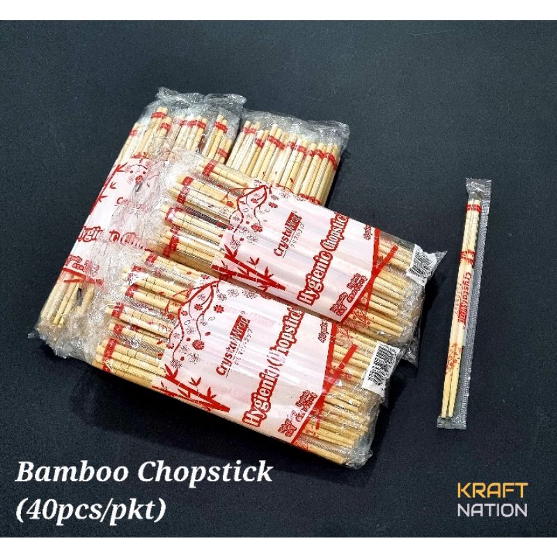 [Wholesale] 40 pairs/pack Crystal Wrap Hygienic Bamboo Chopstick / Disposable Chopstick / Eco Friendly