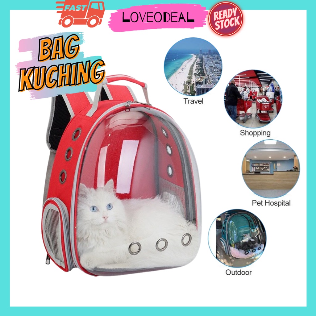 Ready Stock Cat Carrier Bag Pet Carrier Backpack Beg Kucing 