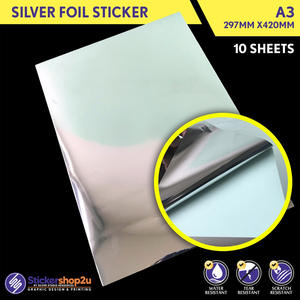 10 Sheet A3 Bright Silver Foil Sticker (25u) Shopee Malaysia