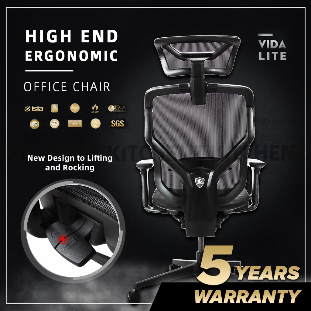 (FREE SHIPPING) GTChair VIDA LITEV7M / Black PA Nylon Y Frame