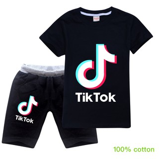 Fashion Tik Tok Roblox Clothes Boys Cotton Sets Big Boys Minecraft Tees Shorts Sets Shopee Malaysia - tick tock t shirt roblox tik tok