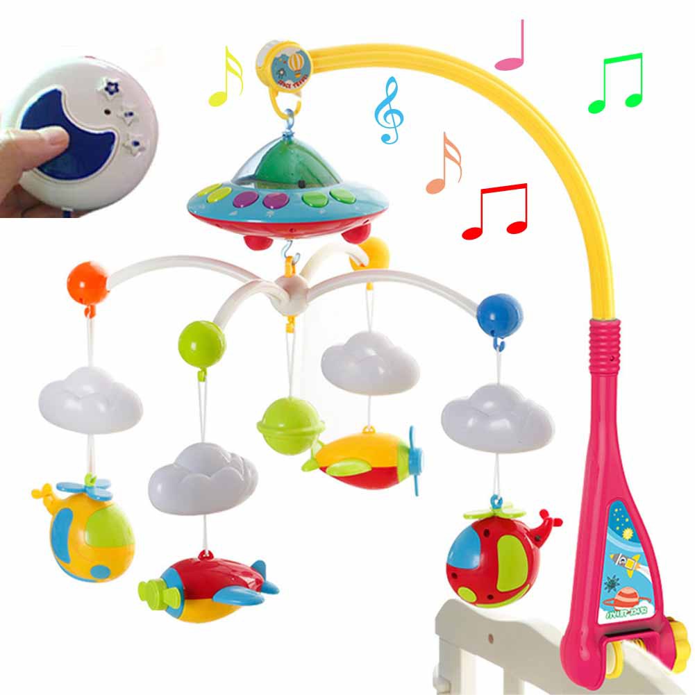 Baby Bell Remote Control Crib Mobile Toy Star Projector Rotating