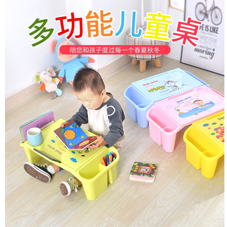 Plastic Cartoon Children Small Study Table With Storage Lap Laptop