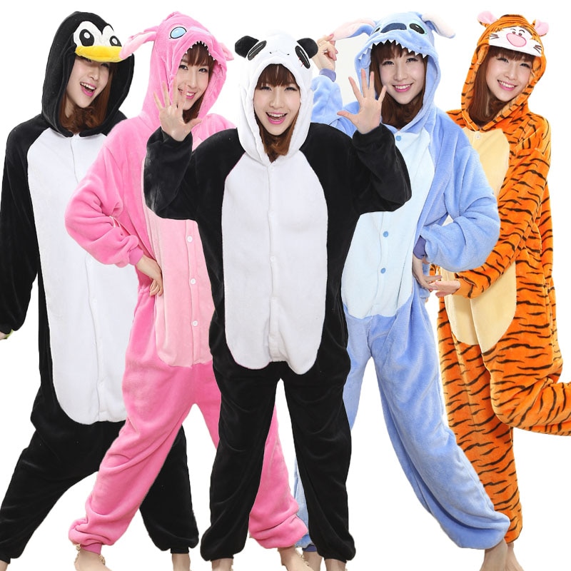 Panda kigurumi Onesie Adult Teenagers Women Pajamas Funny Flannel Warm Soft Sleepwear Overall Onepiece Jumpsuit