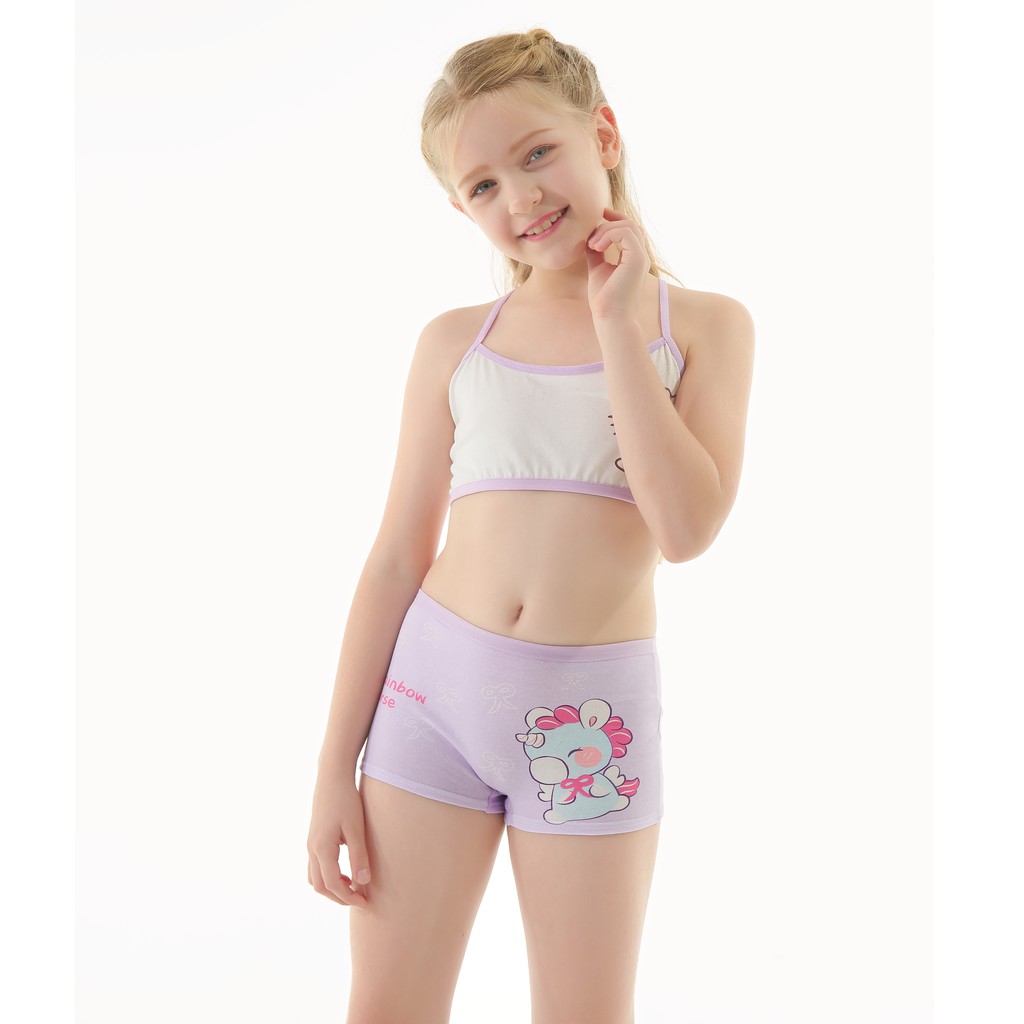 8 12 Years Girls Training Bra And Boxer Puberty Soft Cotton Girl Clothes Camisole Breathable Teenagers Girl Underwear Set Shopee Malaysia