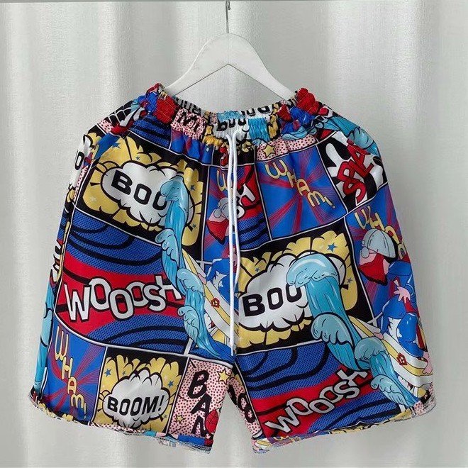 FUTULY Mens Printed Beach Pants Loose Quick-Drying Swim Trunks Boxer Five Pants 