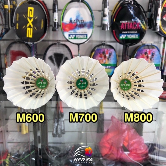 LING MEI Feather Shuttlecocks M600 / M700 / M800 100ORIGINAL (12pcs