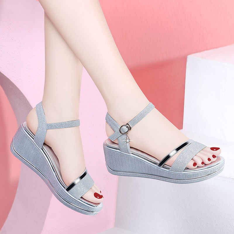 [spot Fast Hair] Wedge Heel Sandal Wanita Tahun 2022 Musim Panas Baru