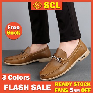 [SCL][3 Colors] Men's Cow Leather Loafers Slip-Ons shoes Casual Handmade Loafer Driving Shoes Lazy Shoe Kasut Kulit Sarung Lelaki
