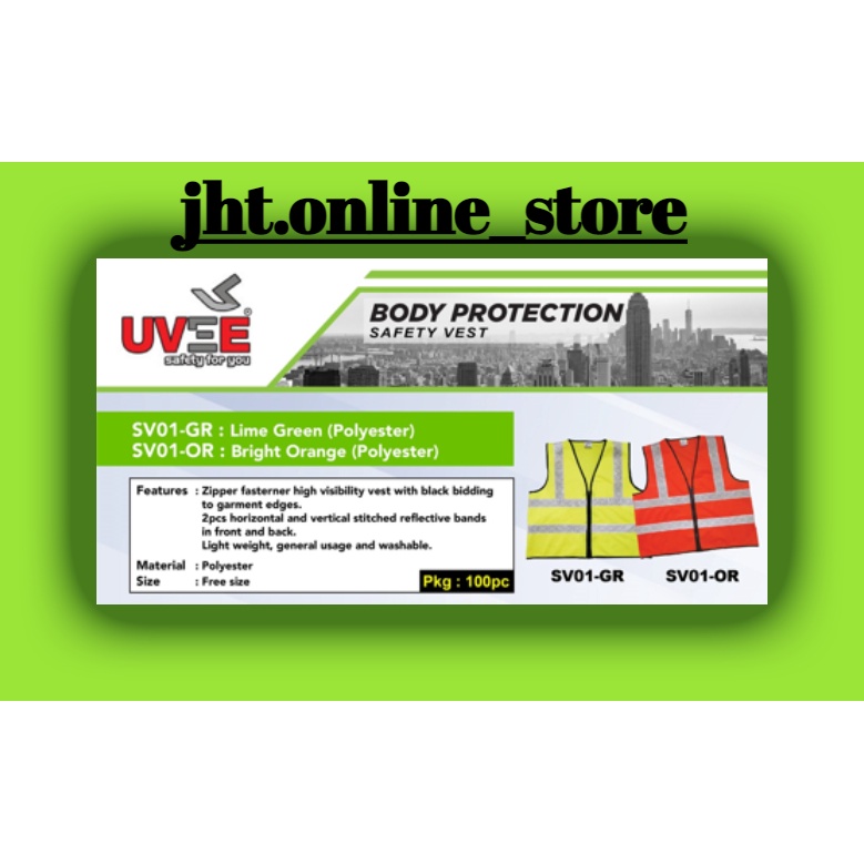 Uvee Body Protection Safety Vest (SV01Green) Lime Green/Polyester
