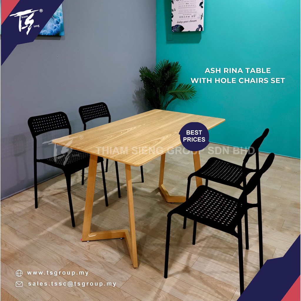 D Top Dining Table Rina Table 120x70cm Hole Chair 4pcs Shopee Malaysia