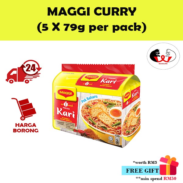 MAGGI 2-Min Curry 5 Packs, 79g Each[SHIP WITHIN 24 HOURS]