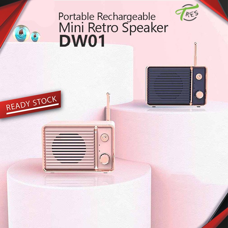 DW01 Retro Mini Speaker with Bluetooth 3D Stereo Surround Sound Effect