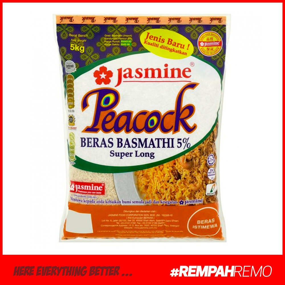 Buy Jasmine Peacock Beras Basmathi Rice Super Long 5kg Seetracker Malaysia