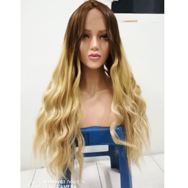 Ready Stock Front Lace Wig 26 Inches Ombre Brown Brown Root Long