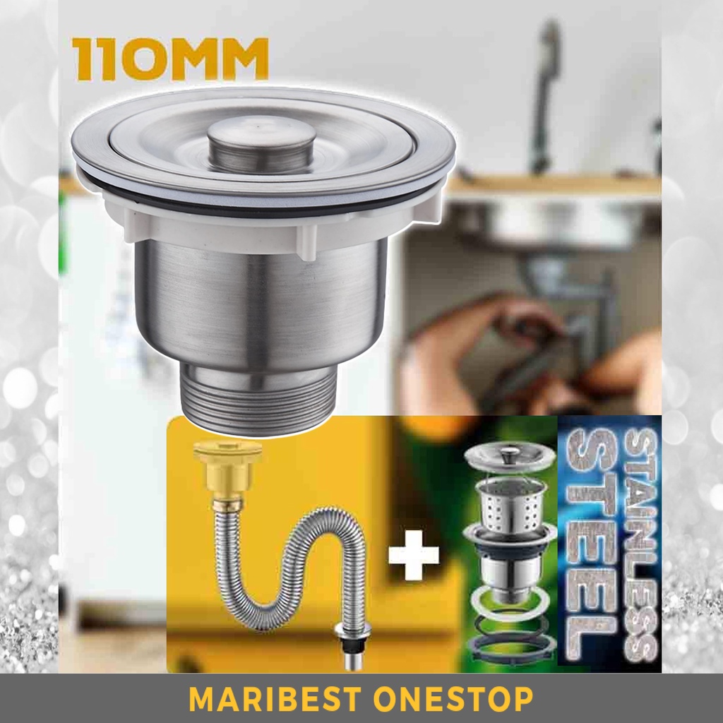 110MM 4INCH STAINLESS STEEL KITCHEN SINK WASTE FILTER DRAIN BASKET WITH