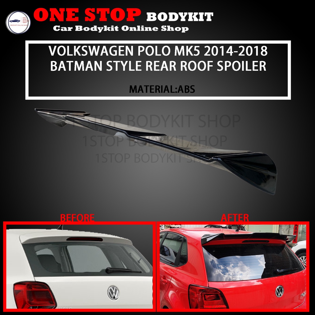 VOLKSWAGEN POLO MK5 2014-2018 BATMAN STYLE REAR ROOF SPOILER WITH PAINT ...