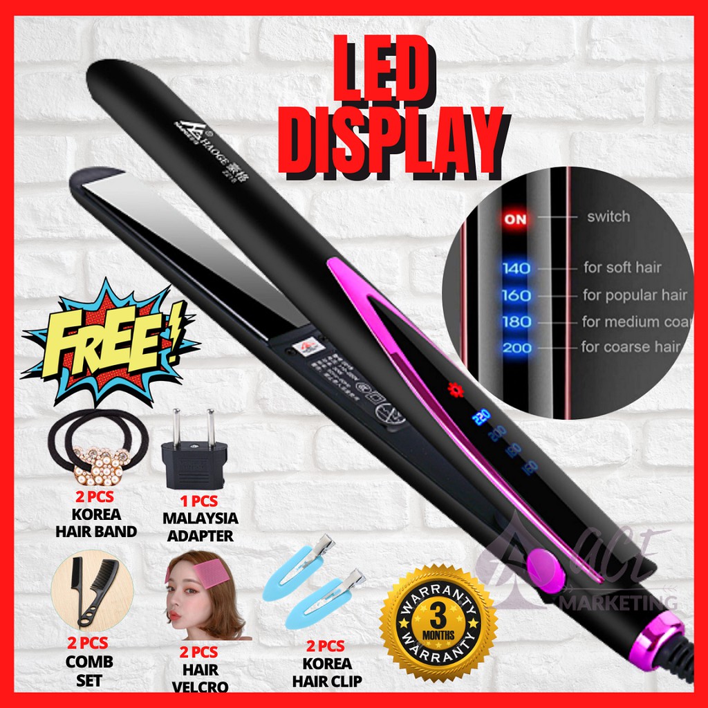 LED Flat Hair Straightener Iron Hair Curler Pelurus Rambut LED Flat Hair Straightener Iron Hair Curler Pelurus Rambut