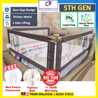 [5th Gen] Double Lock Bed Fence Lifting Baby Safety Bed Guard Bed Rail Anti-fall Bed Fence Bed Gate Guard