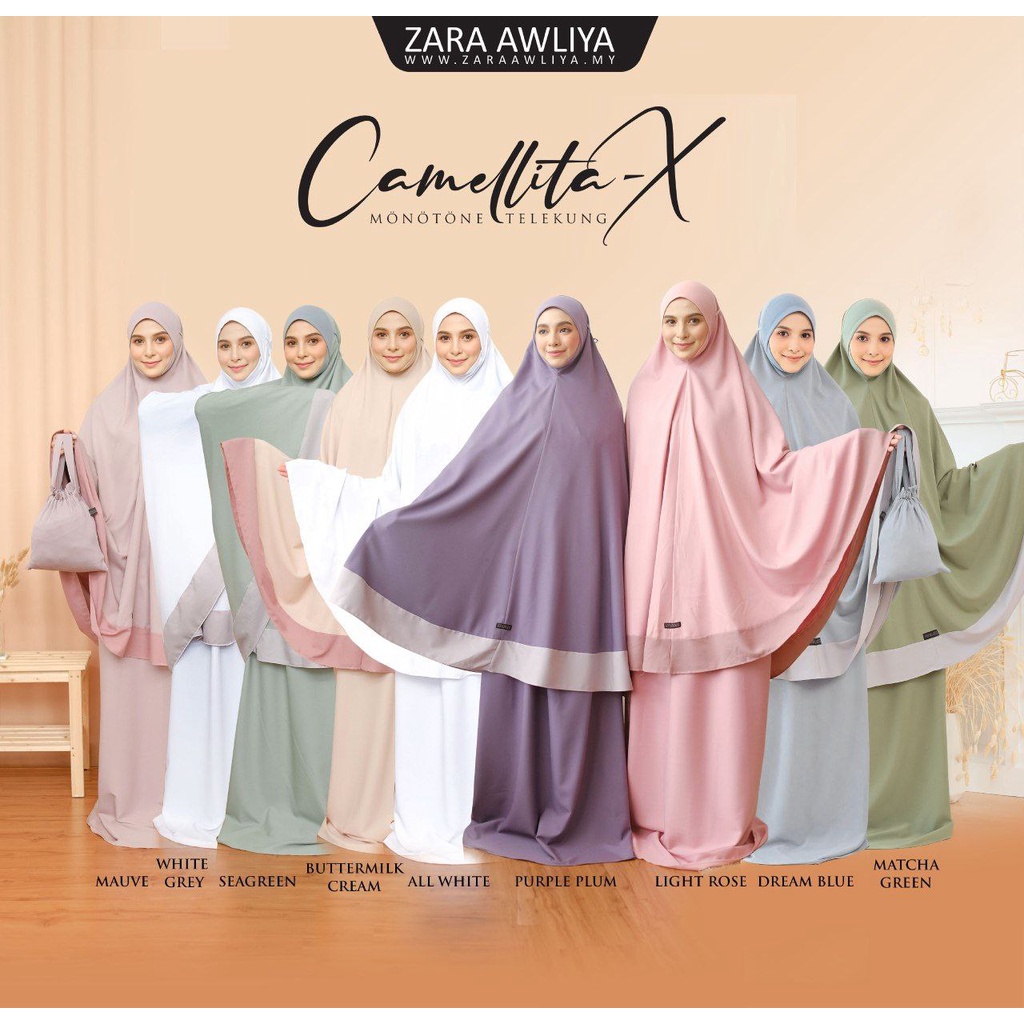 Zara Awliya - Telekung Camellita-X Monotone Soft Awning [Free Bag Telekung + Free Box] #7