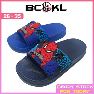 【 BCKL 】Kid's Super Hero Cartoon Slides | Shoes Casual Boy Blue Slippers | Kasut Budak Gaya