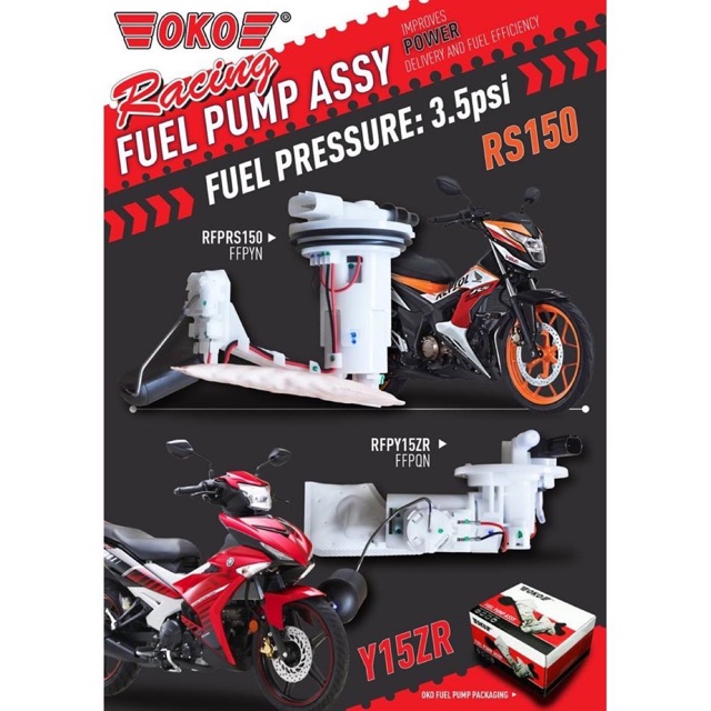 APIDO OKO RACING POWER FUEL PUMP Y15ZR Y15 Y15Z RS150 RS150R Shopee