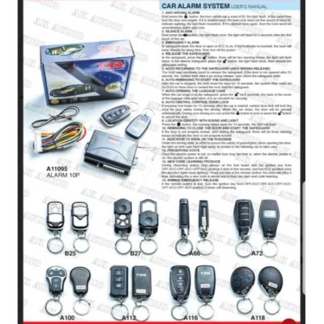 Tiger Eye Car Alarm Installation Instructions