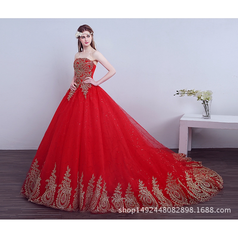 Marry Lace Wedding Dress Bride Red Wedding Dress Tailing Women Wedding Dresses Shopee Malaysia