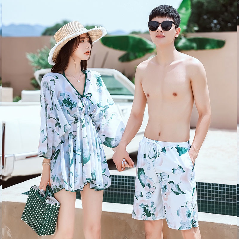 2022 New Style Couple Hot Spring Swimsuit Sexy Bikini Seaside Beach ins Vacation Honeymoon Set