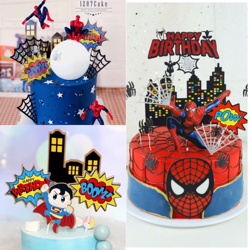 (Spot) Ready to Ship Premium Spiderman Cake Decorating Set for Boys Birthday Spiderman Baking Accessories Boys Birthday Cake