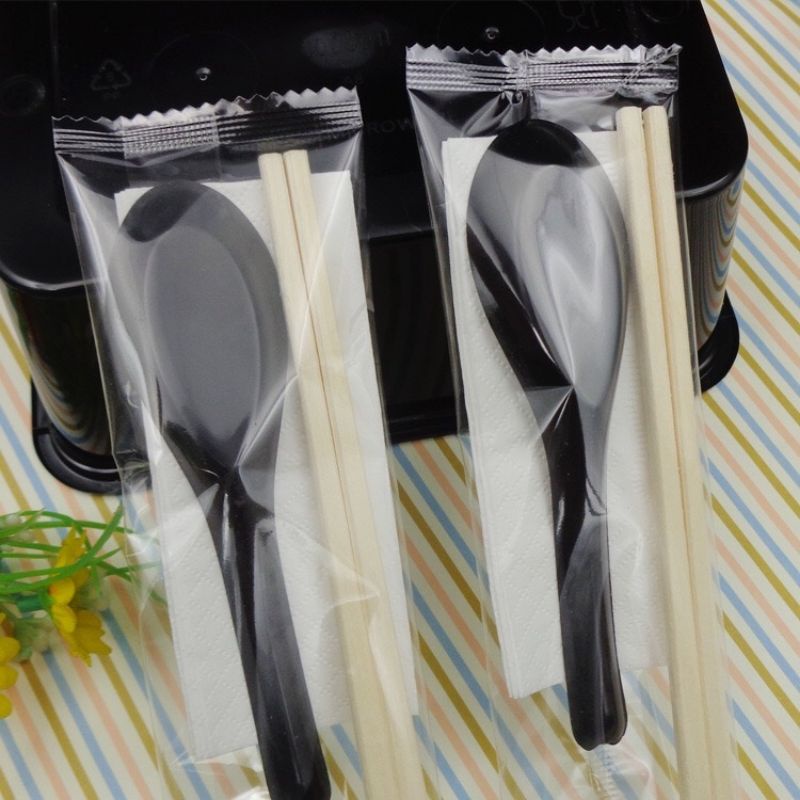 (50set)NEW PACKING CUTLERY SET BAMBOO CHOPSTICK+NAPKIN+SOUP SPOON