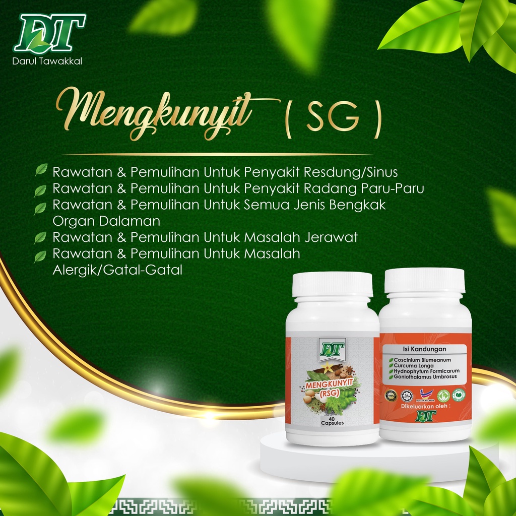 40 CAPSULES MENGKUNYIT  HERBA  RESDUNG  SINUS  UBAT GATAL  ALERGIK