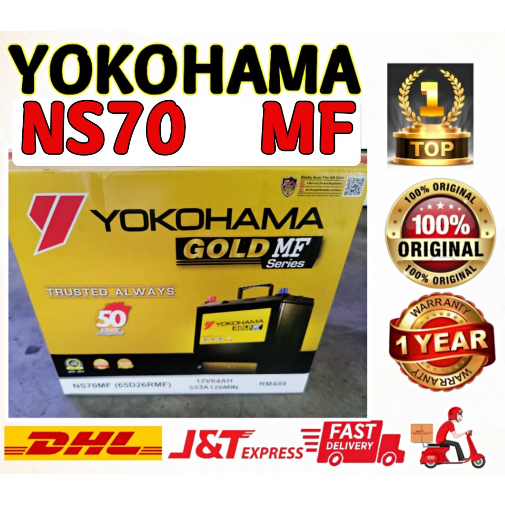 YOKOHAMA GOLD Maintenance Free (Kering) NS70 | 65D26 Battery Bateri ...