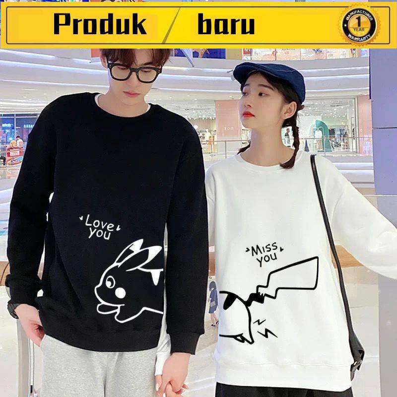 Ready Stock Baju Couple Murah Panjang Baju Sweet Couple Musim Luruh Dan Musim Sejuk Satu Lelaki Dan Satu Pasangan Wanita Sweater Versi Korea T Shirt Lengan Panjang Longgar Dan Pakaian Pelajar Lelaki Dan