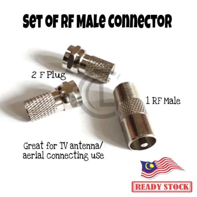 Set of RF Male Connector & F Plug Type for RG6 Coaxial Cable/Astro
