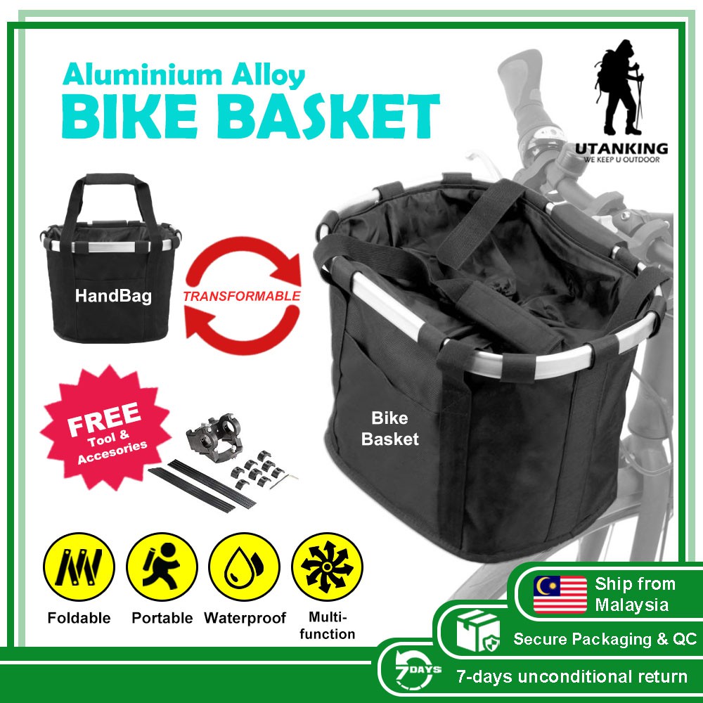 Bike Bicycle Basket Bag Foldable Metal Wire Basket... - Grandado