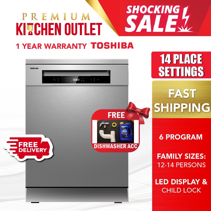 Toshiba DW14F1(S)MY 14 Place Setting Free Standing Dish Washer Dual